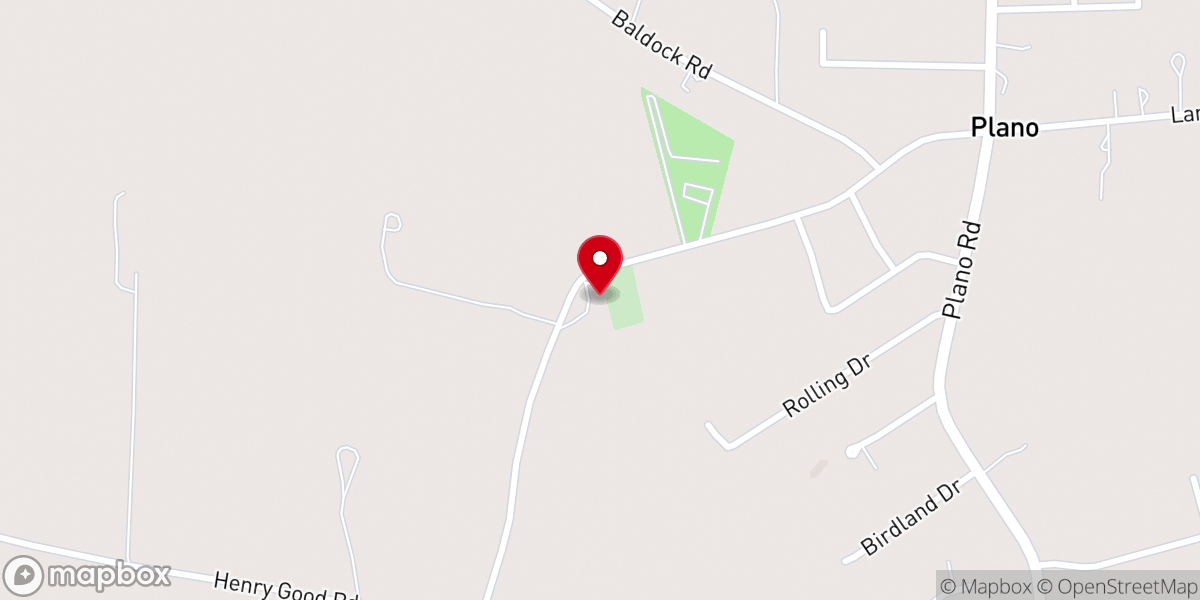 Map showing location of Plano Baptist Church