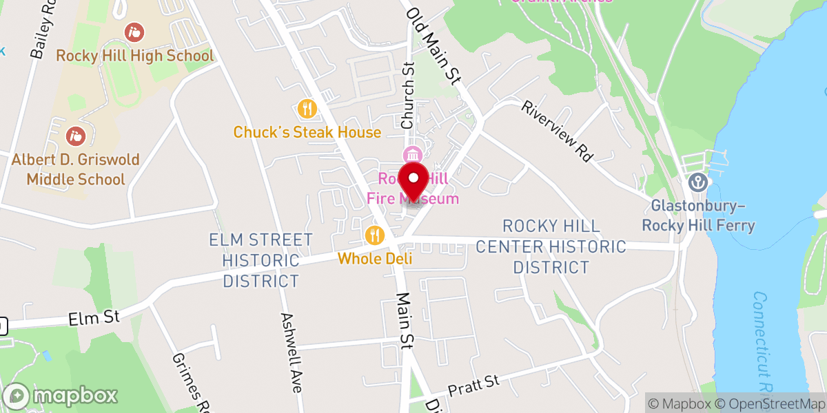 Map showing location of Rocky Hill Congregational Church
