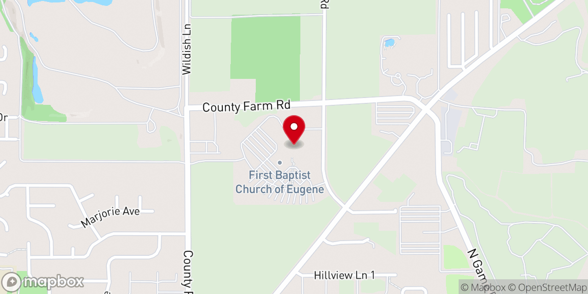 Map showing location of First Baptist Church of Eugene