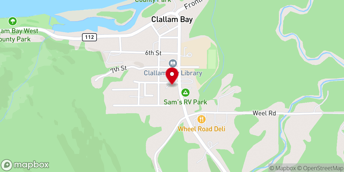 Map showing location of Clallam Bay Presbyterian Church