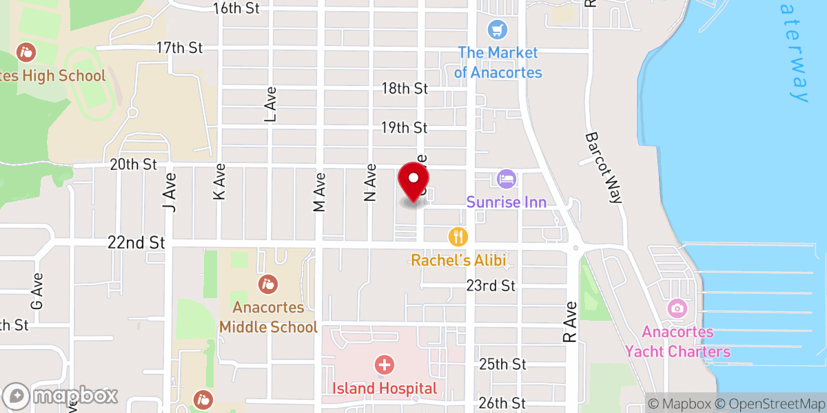 Map showing location of Anacortes Lutheran Church