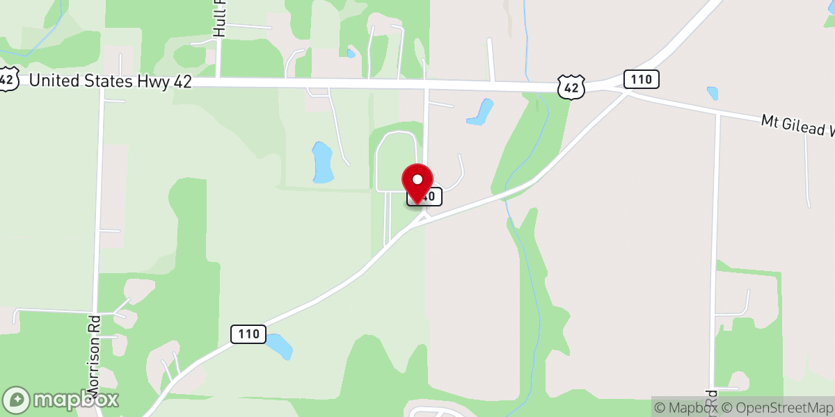 Map showing location of Bryn Zion Baptist Church