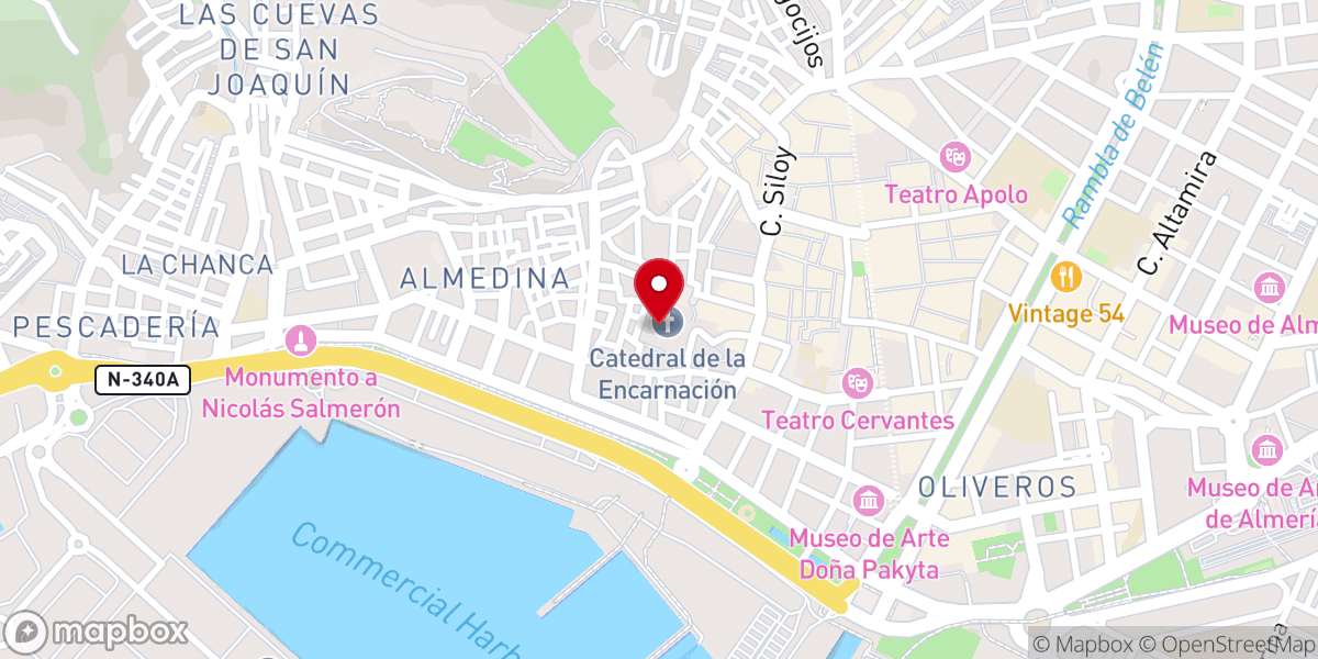 Map showing location of Patio y claustro de la catedral de Almería