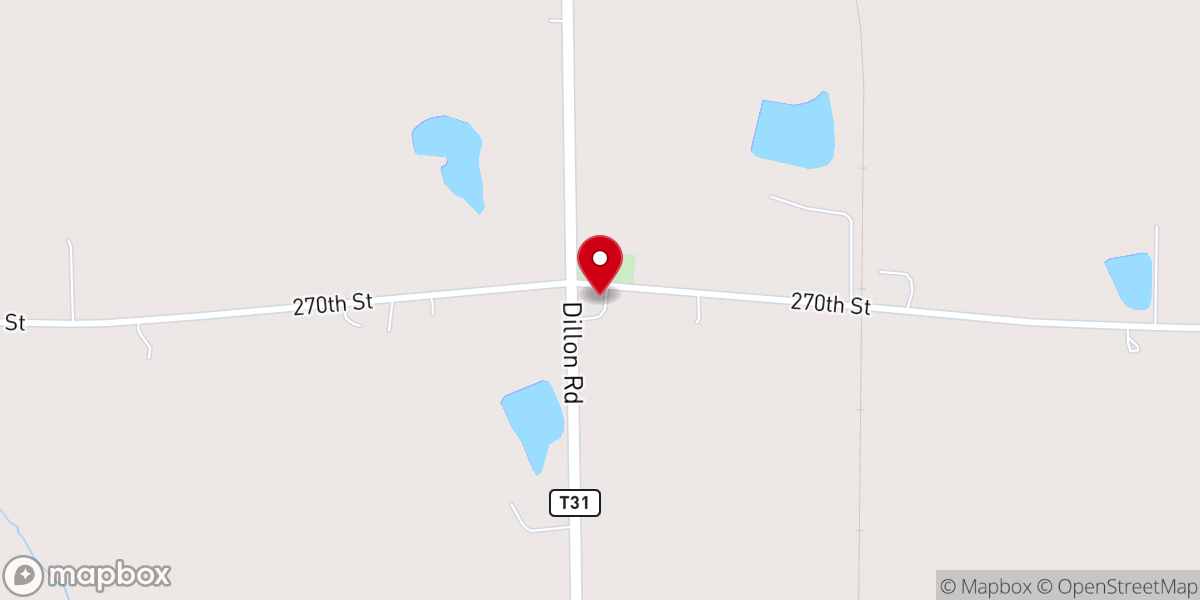 Map showing location of Trinity Lutheran Church-Dillon
