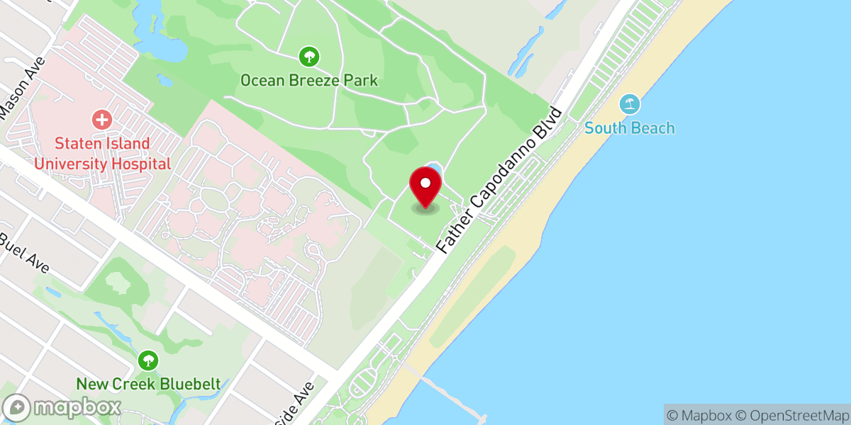 Map showing location of Ocean Breeze Athletic Complex