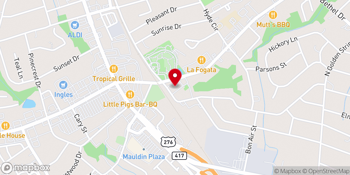 Map showing location of Mauldin Methodist Church