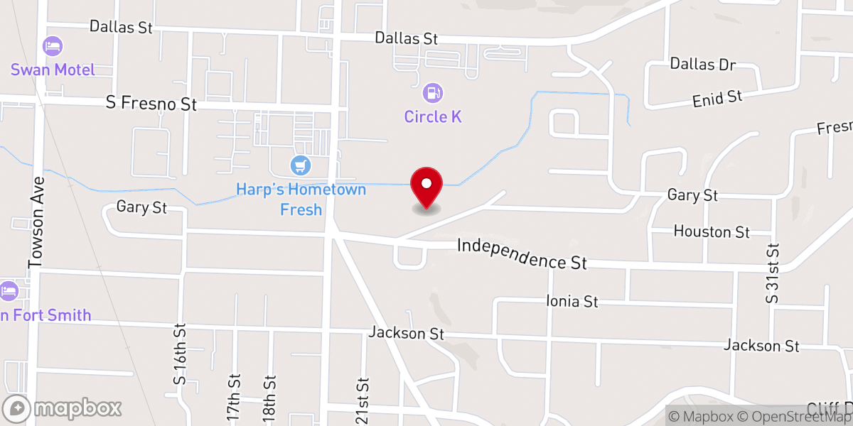 Map showing location of Fort Smith Primitive Baptist Church