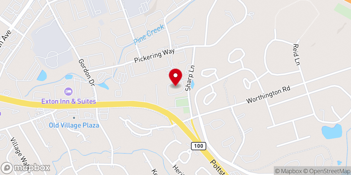 Map showing location of Exton United Methodist Church