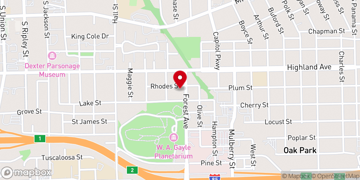 Map showing location of Aldersgate United Methodist Church