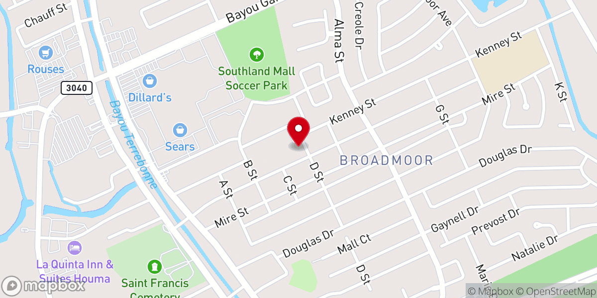 Map showing location of Saint Bernadette Soubirous Catholic Church