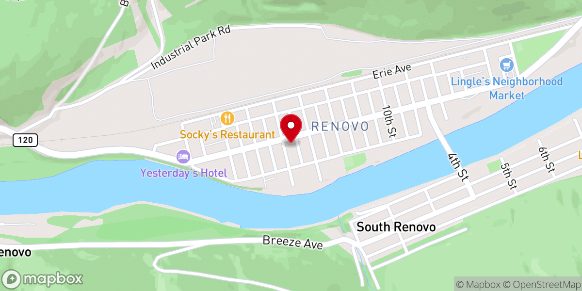 Map showing location of First United Presbyterian Church