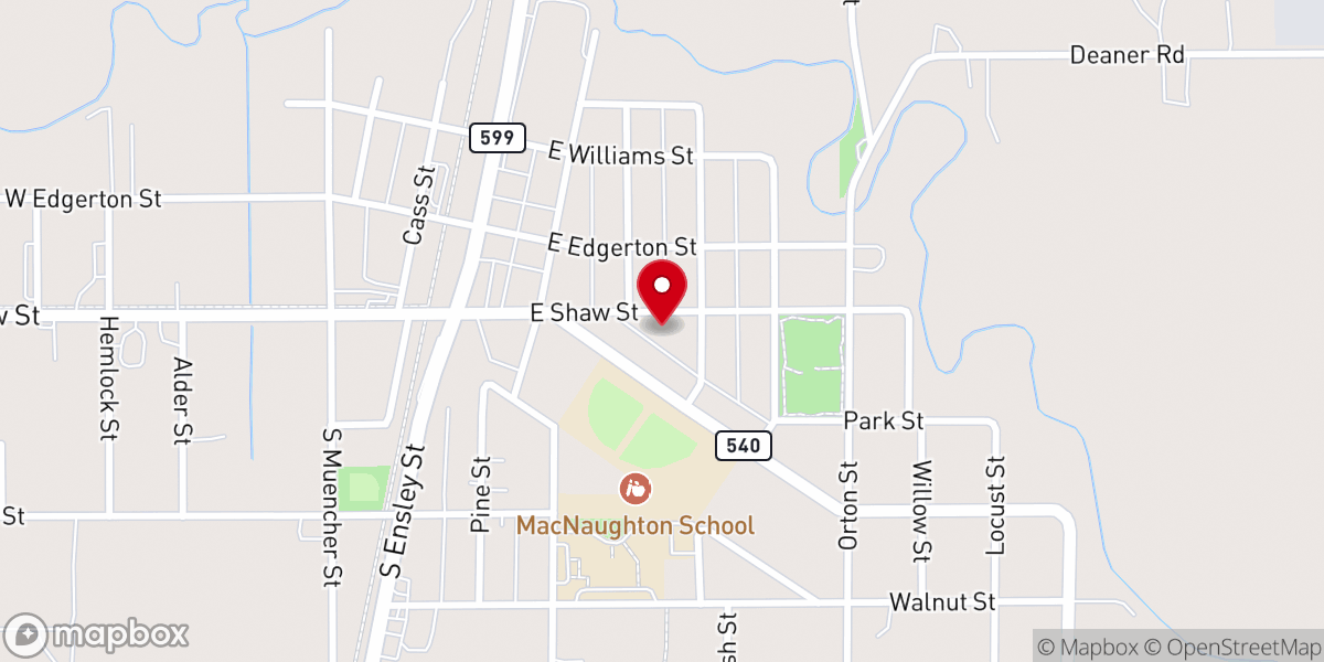 Map showing location of First Baptist Church