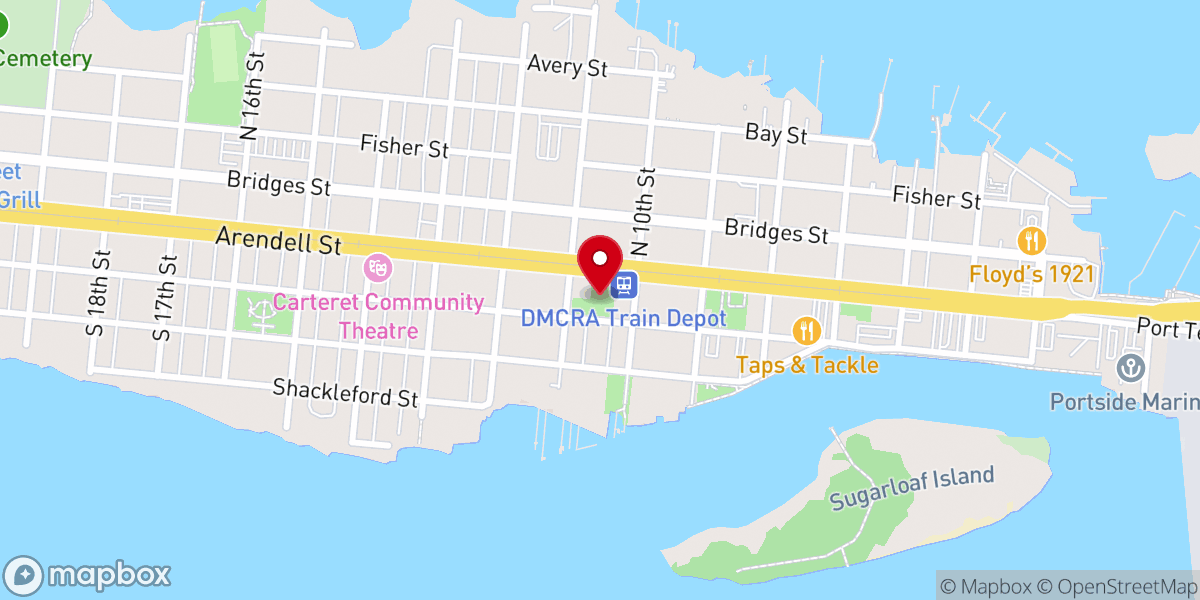 Map showing location of Morehead City Depot Park