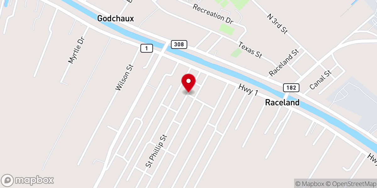 Map showing location of Lafourche Parish Comm