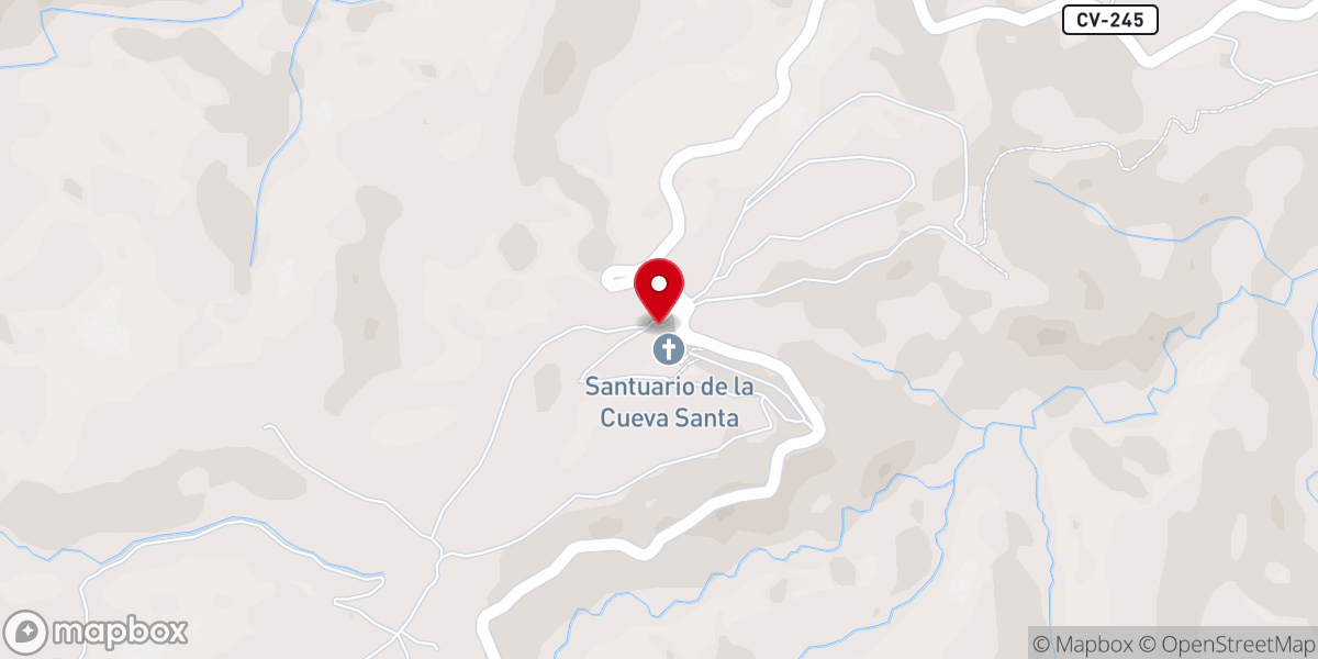 Map showing location of Santuario de la Cueva Santa