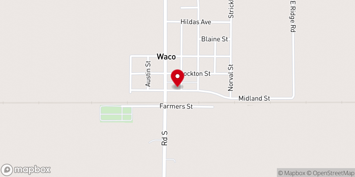 Map showing location of Village of Waco