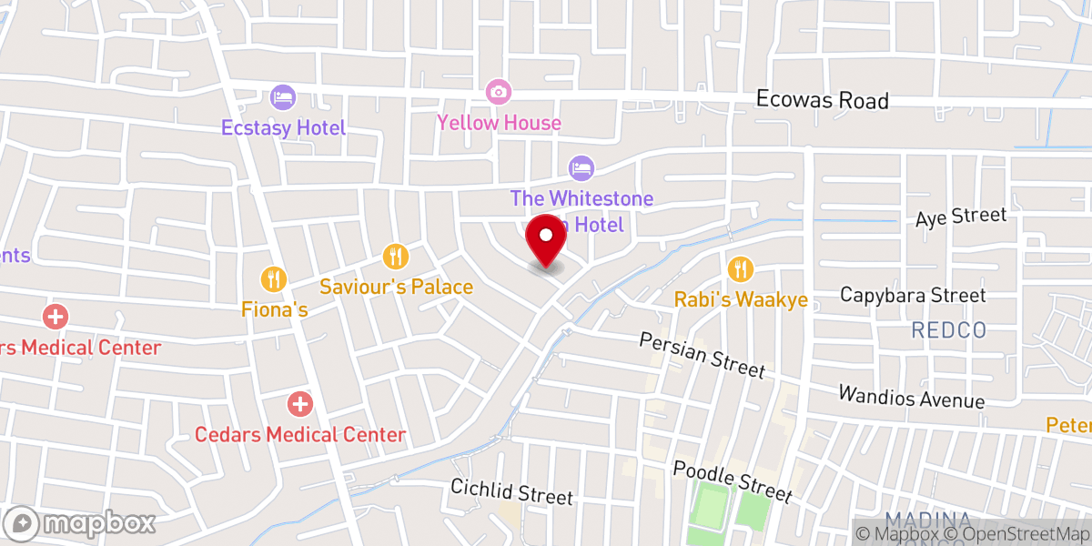 Map showing location of New Covenant Apostolic Church Madina Assembly