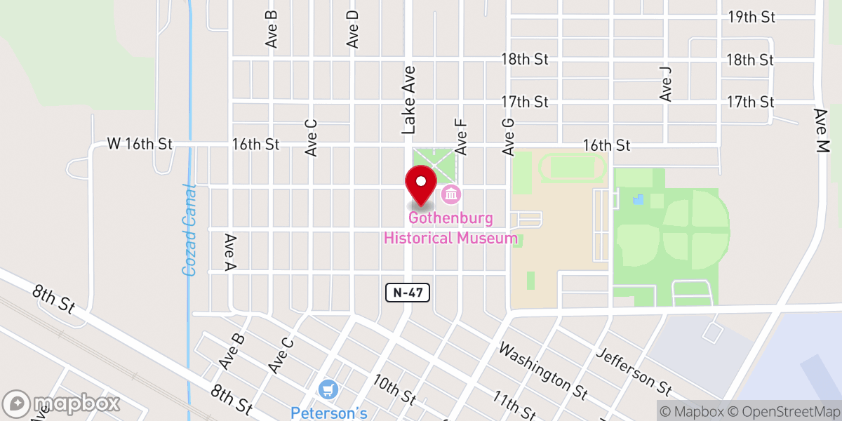 Map showing location of Gothenburg First United Methodist Church