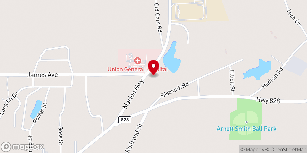 Map showing location of Union Parish Coroners Office