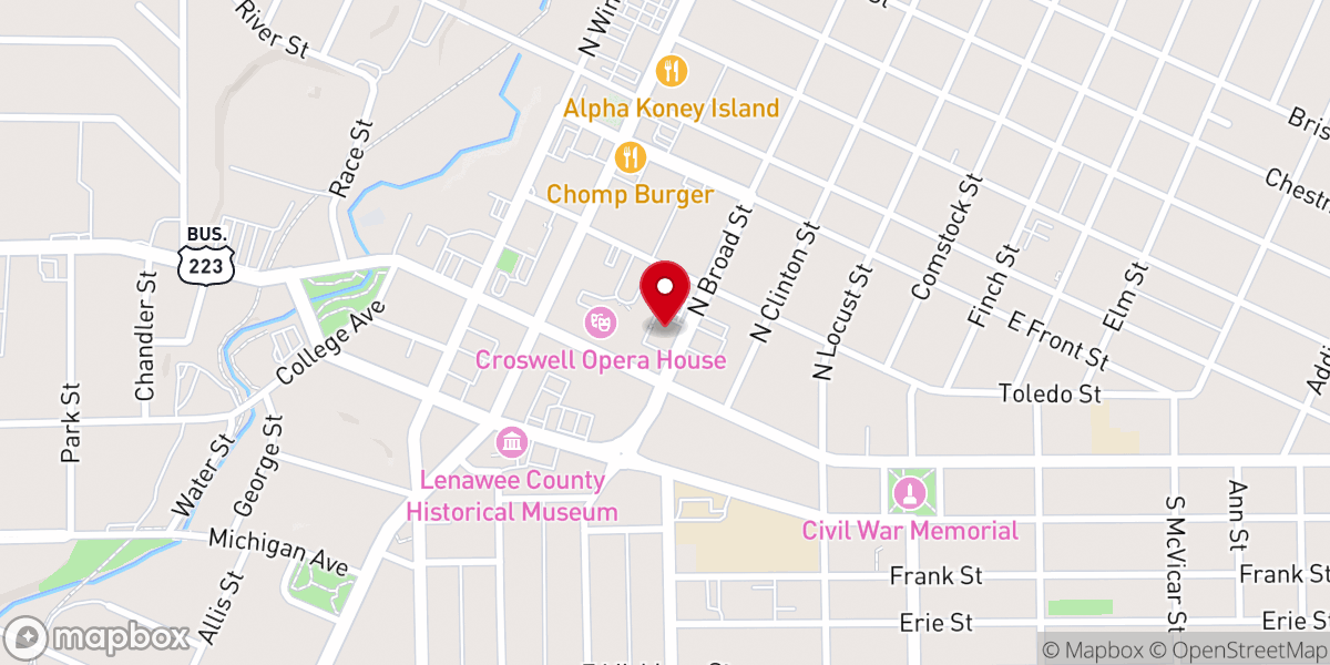Map showing location of Crossroads Community Church