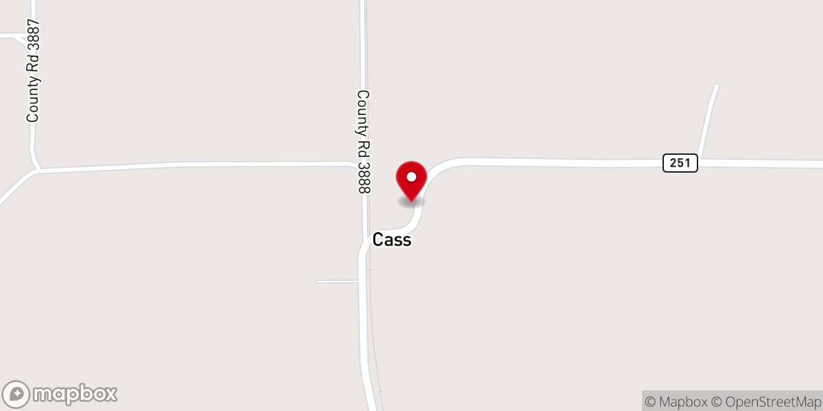 Map showing location of Cass Baptist Church