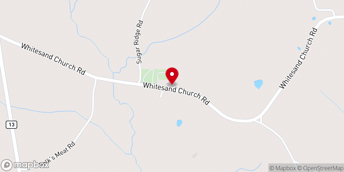 Map showing location of Whitesand Baptist Church