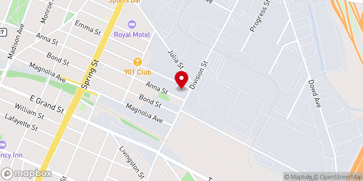 Map showing location of New Zion Baptist Church