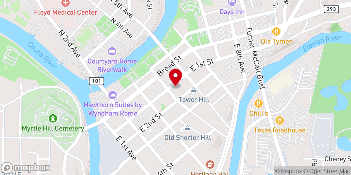 Map showing location of St. Peter's Episcopal Church