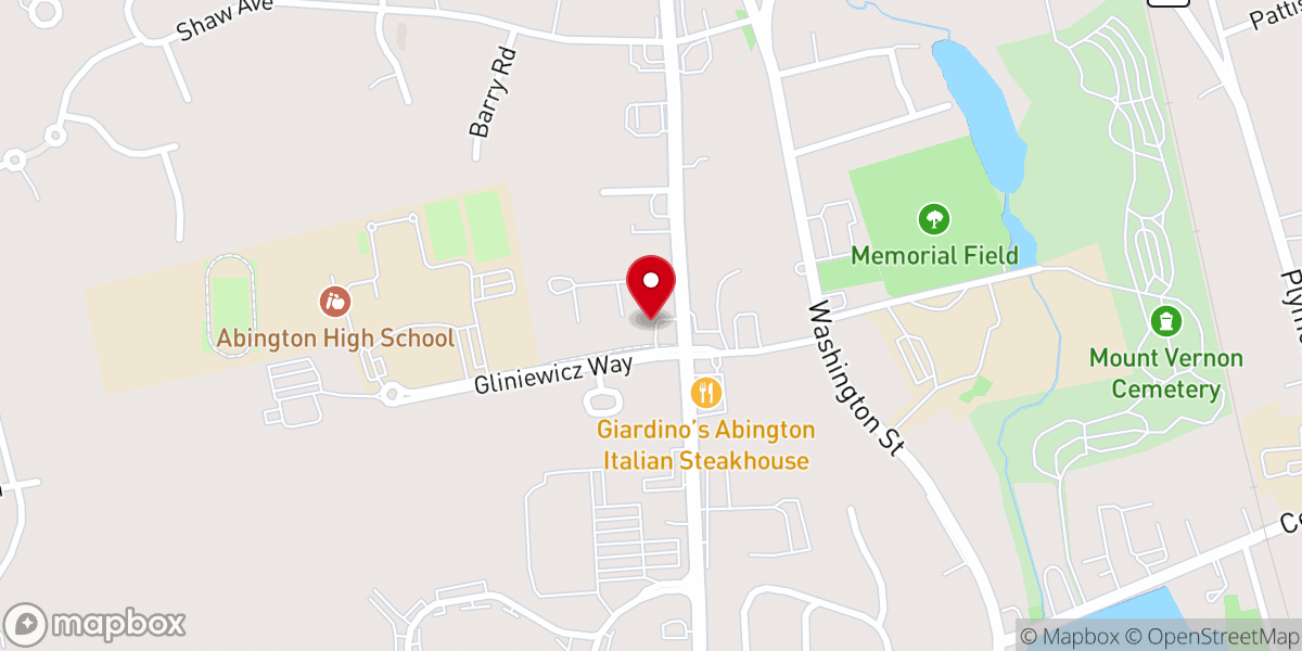 Map showing location of Abington Quincy Memorials