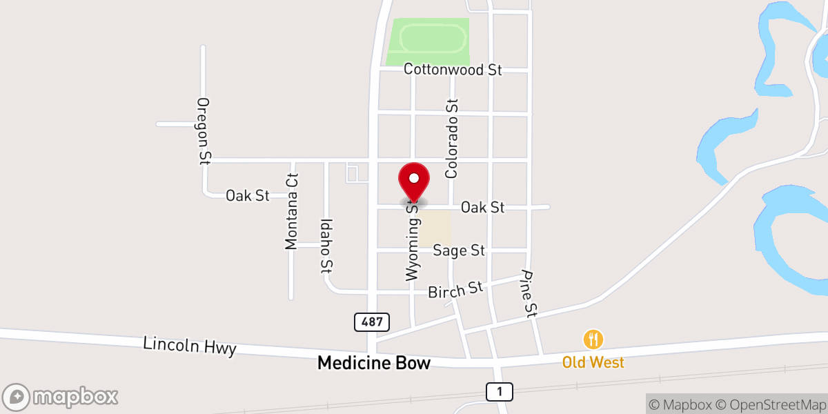 Map showing location of Medicine Bow United Methodist