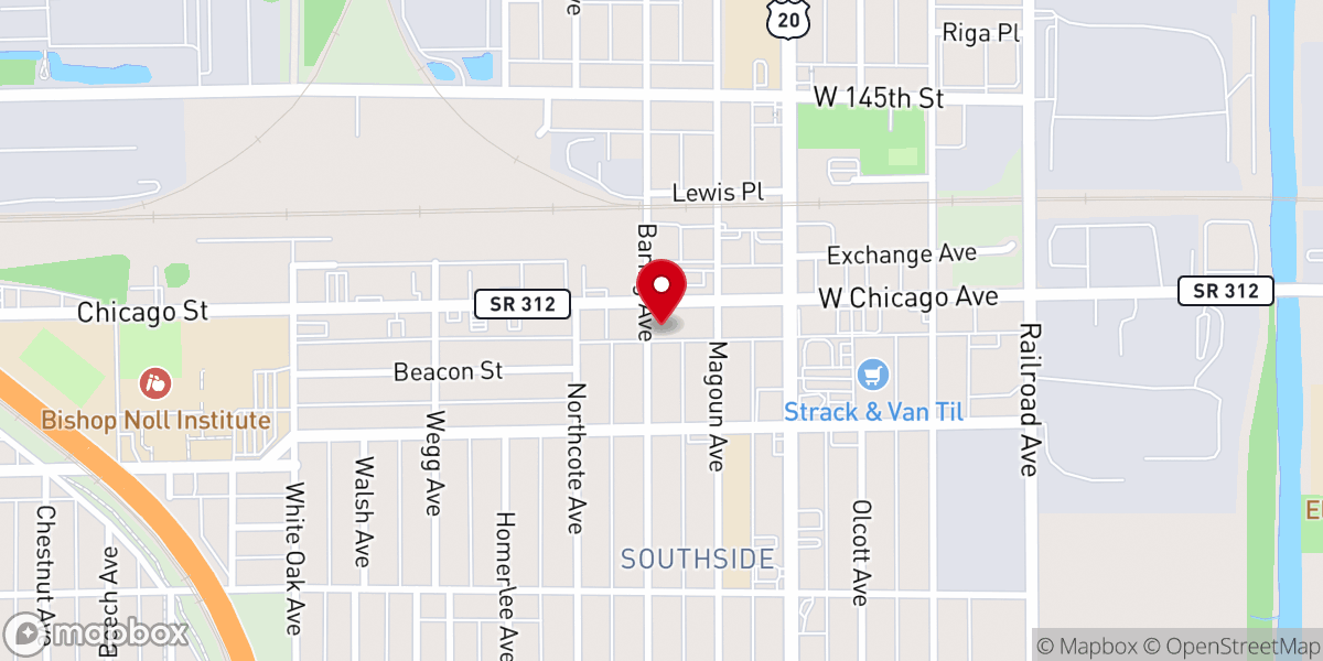 Map showing location of Iglesia Del Nazareno E Chicago
