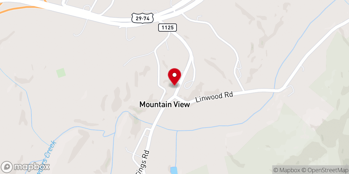 Map showing location of Mountain Ridge Baptist Church