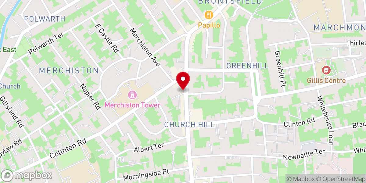 Map showing location of Edinburgh Elim Church