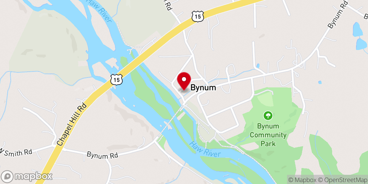 Map showing location of Bynum UMC Community Center