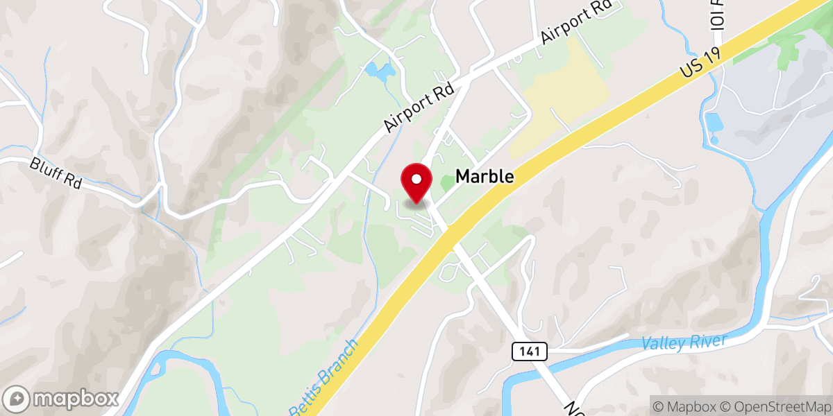 Map showing location of Marble Springs Baptist Church