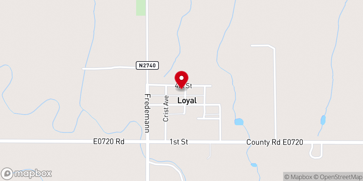 Map showing location of Loyal United Methodist Church