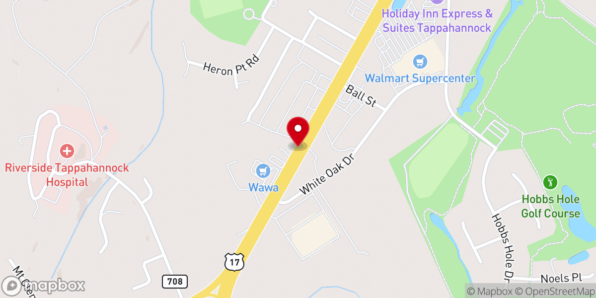 Map showing location of Tappahannock Seventh-day Adventist Church - Food Distribution Center