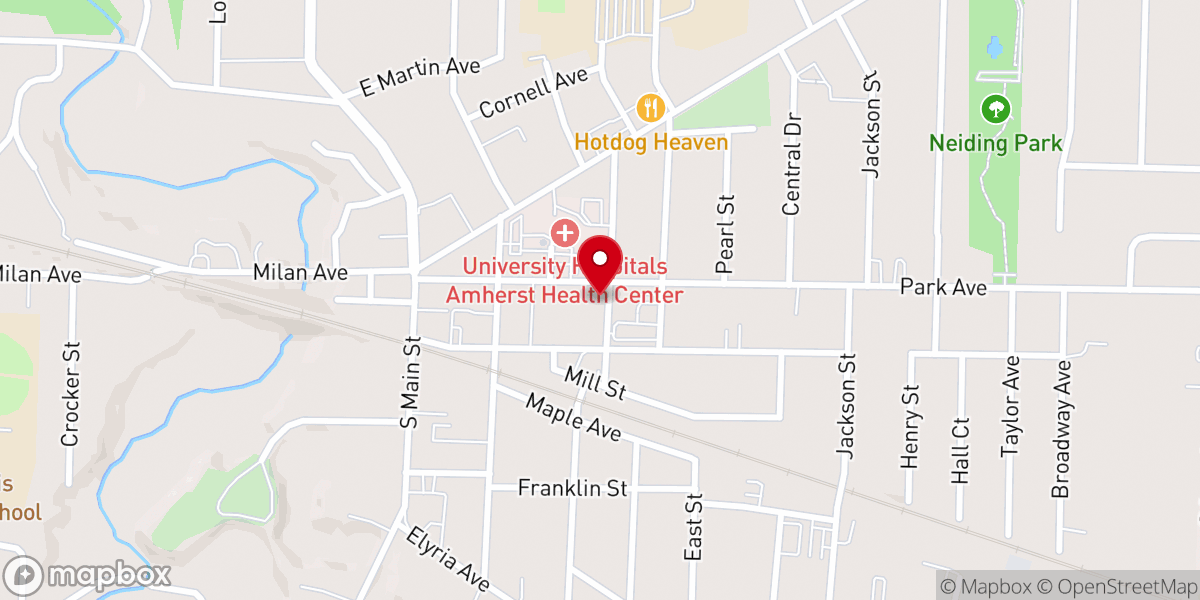 Map showing location of Amherst United Methodist Church