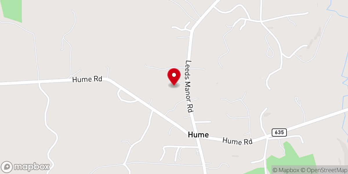 Map showing location of Hume Baptist Church