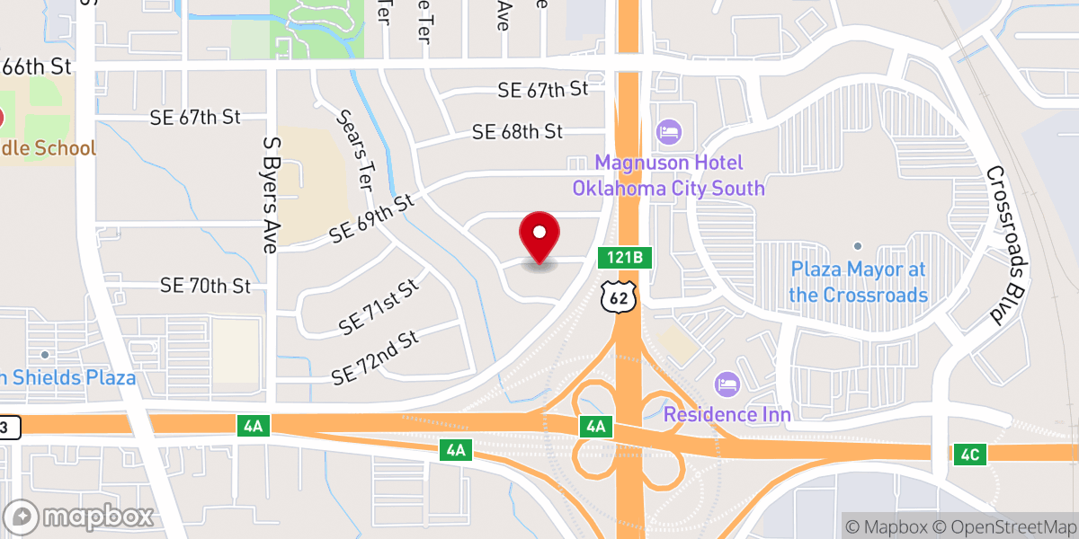 Map showing location of Oklahoma City Chin Baptist Church