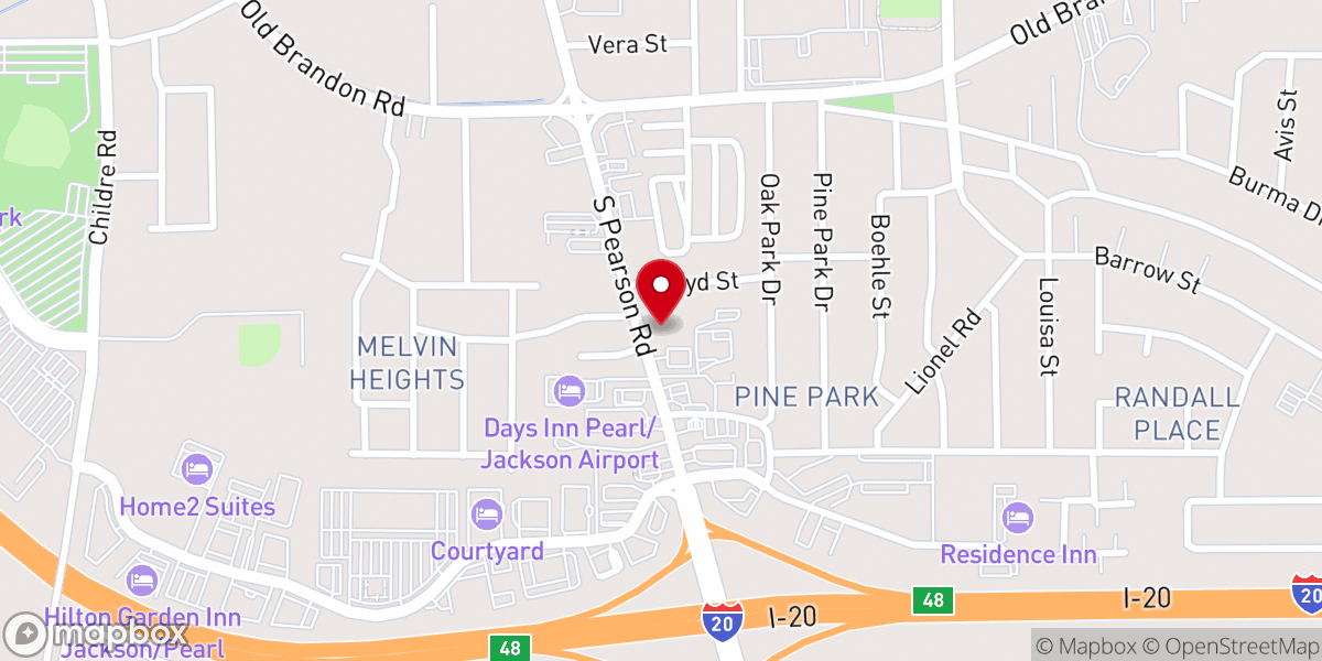 Map showing location of Pearl United Methodist Church