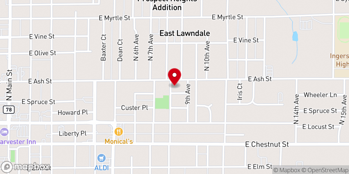 Map showing location of Eastside Church of the Nazarene