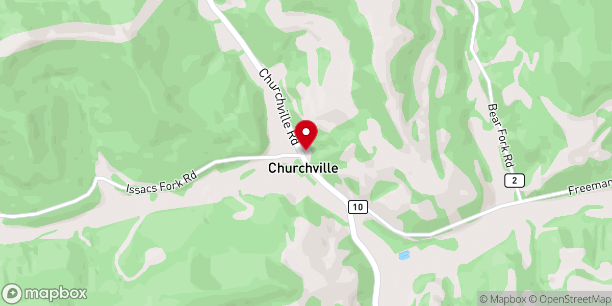 Map showing location of Churchville Methodist Church