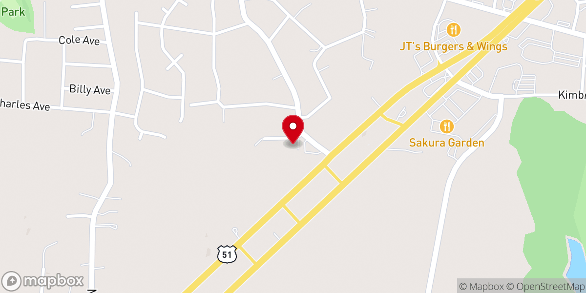 Map showing location of Bethel Baptist Church