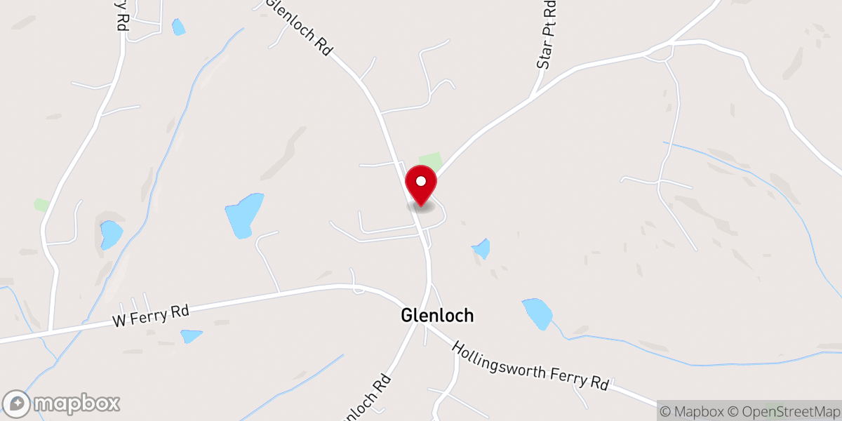 Map showing location of Glenloch Baptist Church
