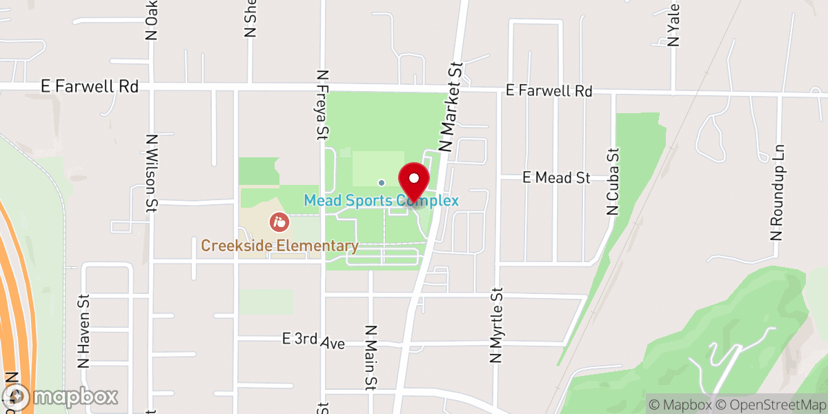Map showing location of Mead Food Bank