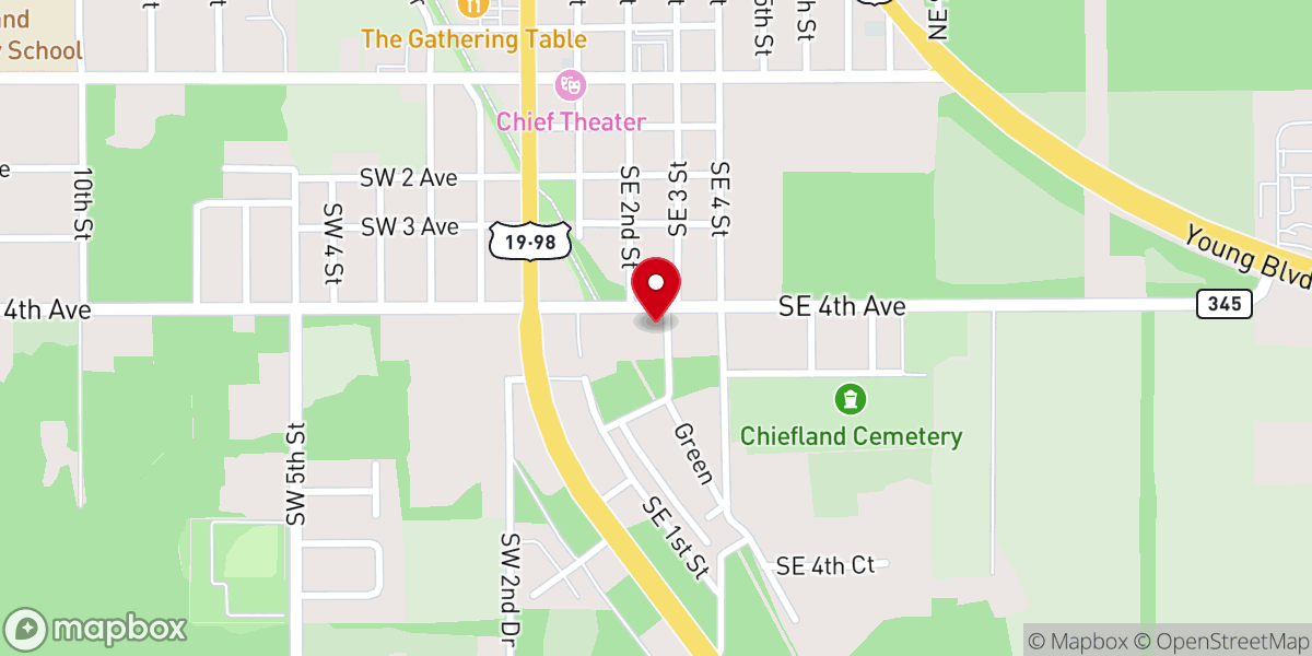 Map showing location of Gospel of Faith Revival Center