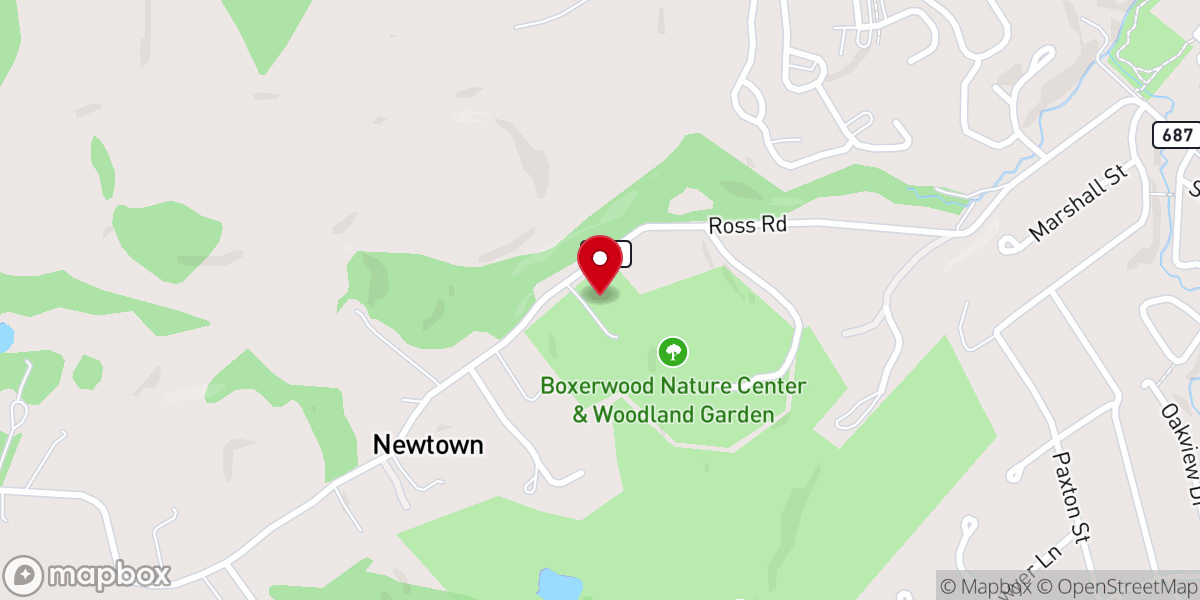 Map showing location of Boxerwood Nature Center & Woodland Garden