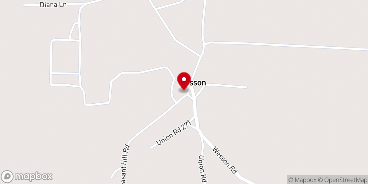 Map showing location of Wesson Baptist Church