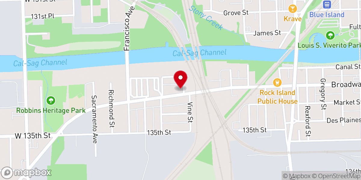 Map showing location of Bethel Pentecostal Church